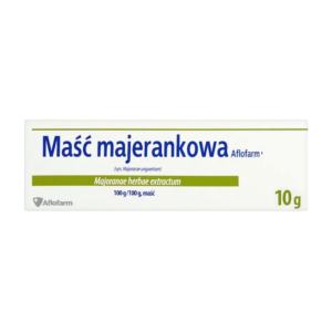 Tube of Maść Majerankowa from Aflofarm, containing 100 g of ointment with marjoram herb extract (Majoranae herbae extractum).