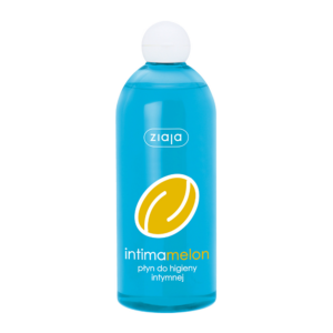 Turquoise bottle of Ziaja Intima Melon Intimate Hygiene Wash, designed for gentle and refreshing daily feminine care.