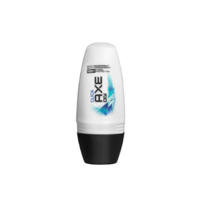The image shows a white plastic bottle with a black cap. The product is a roll-on deodorant by AXE, named "Click Dry." The label features a blue and white abstract design with the text "AXE Dry Click," "48H High-Protection," and "Anti-Perspirant." The deodorant provides up to 48 hours of protection against sweat and odor.