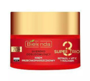 BIELENDA Super Trio 70+ Regenerating Anti-Wrinkle Cream, 50ml jar, formulated for advanced age skincare with regenerative and anti-aging properties