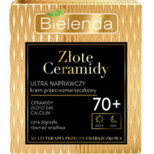 BIELENDA Golden Ceramides 70+ Anti-Wrinkle Repair Cream, 50ml, designed for intensive anti-aging and skin repair in mature skin