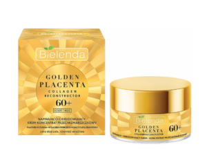 Bielenda Golden Placenta 60+ Cream, designed for lifting and firming, targeting anti-wrinkle care for mature skin.
