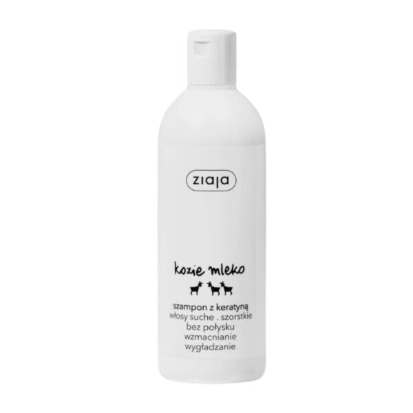 Bottle of Ziaja Goat's Milk Shampoo with Keratin.