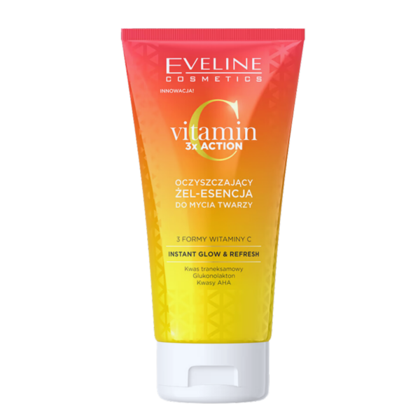 Tube of Eveline Vitamin C 3x Action Cleansing Gel-Essence, 150ml, designed to brighten and cleanse the skin