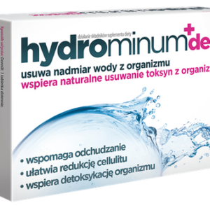 Box of Hydrominum Detox dietary supplement for water elimination and detox support.