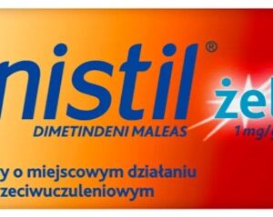 Image of Fenistil Żel 30g, a tube of antihistamine gel used to relieve itching and irritation from allergies, insect bites, and sunburn