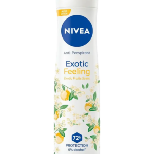 NIVEA Exotic Feeling Anti-Perspirant spray with a floral design, 150ml size, featuring 72-hour protection and an exotic fruit scent.