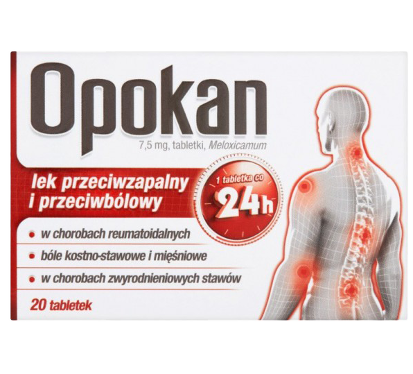 Opokan 7.5 mg pain relief tablets, 20 count, for treating arthritis, joint, and muscle pain with 24-hour relief.