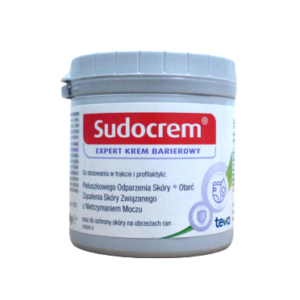 A 125g jar of Sudocrem Expert Barrier Cream for protecting and soothing sensitive skin.