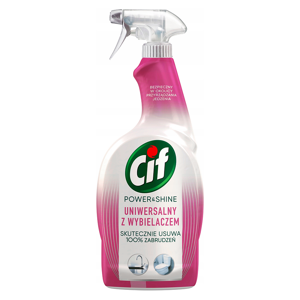 Cif Power & Shine Universal Cleaner with Bleach, versatile cleaning spray for tough stains and dirt removal.