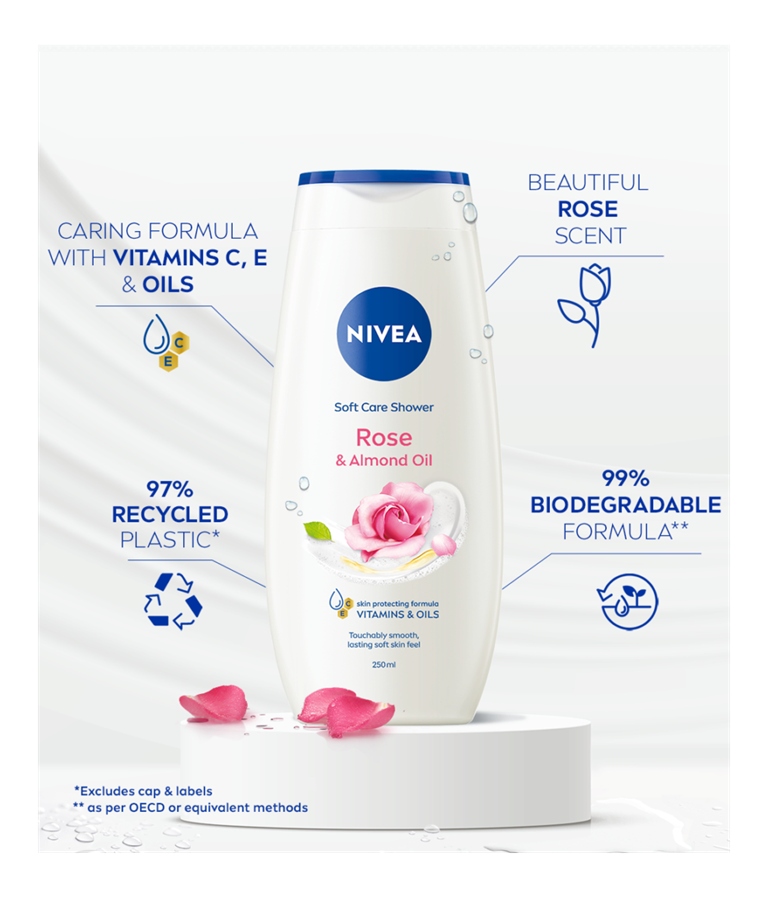 Nivea Rose & Almond Oil Shower Cream 250ml - Image 3
