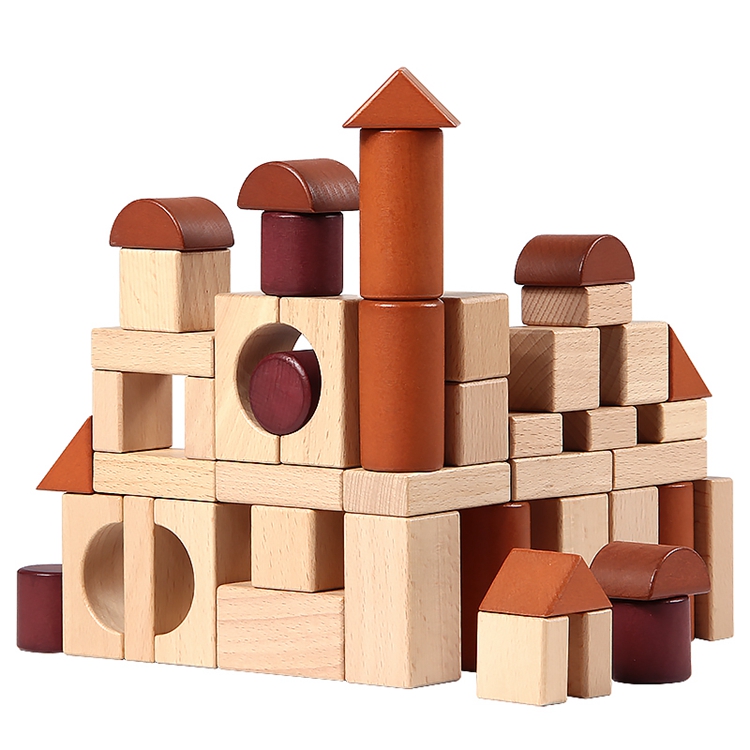 Natural Wooden Blocks Toy Building Set 46 pc.