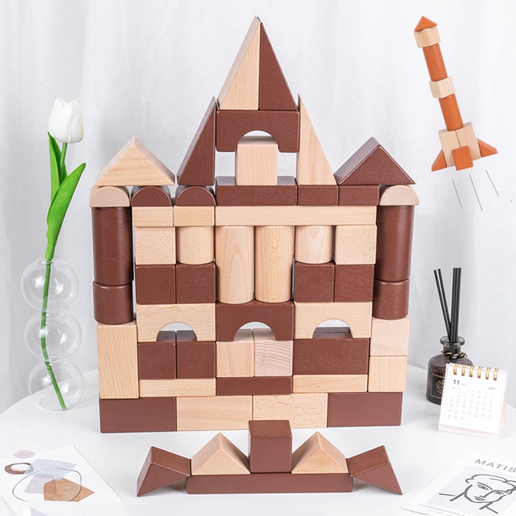 Natural Wooden Blocks Toy Building Set 46 pc. - Image 2