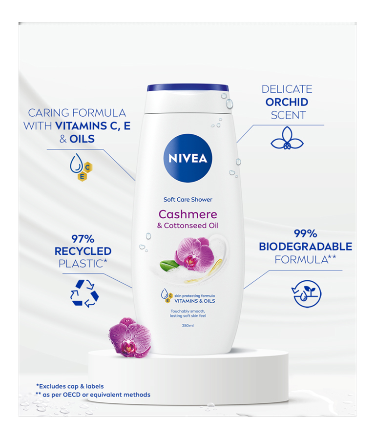 Nivea Cashmere & Cottonseed Oil Shower Cream 250ml - Image 3