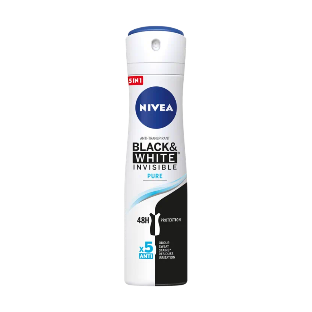 Nivea Black & White Invisible Pure Antiperspirant Spray 150ml