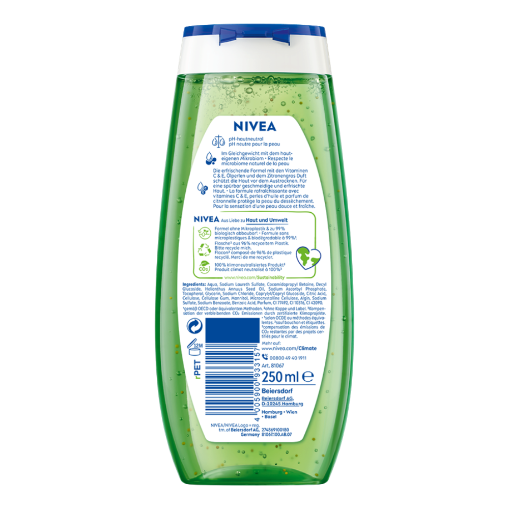 Nivea Lemongrass Shower Gel 250ml - Image 2