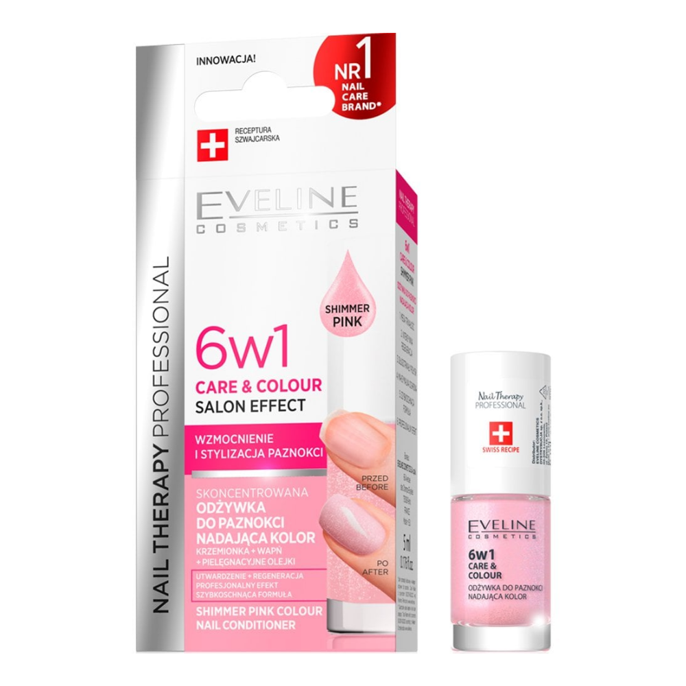 Eveline Cosmetics 6-in-1 Nail Conditioner (Shimmer Pink) 5ml