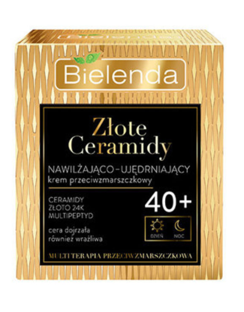 Bielenda Golden Ceramides 40+ Cream, a 50ml moisturizing and firming cream, tailored for enhancing skin elasticity and hydration in mature skin