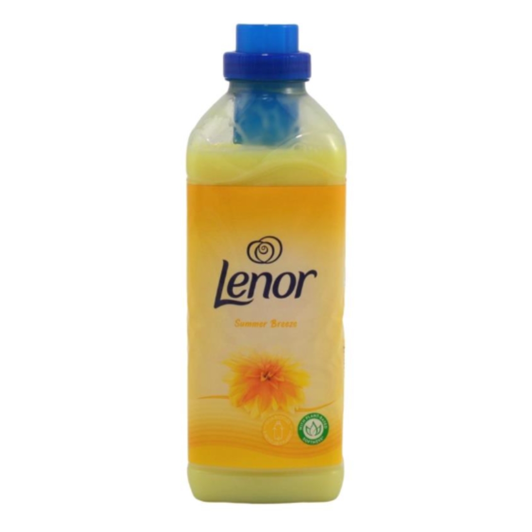 Lenor Summer Breeze Fabric Softener 850ml bottle with yellow floral packaging design.
