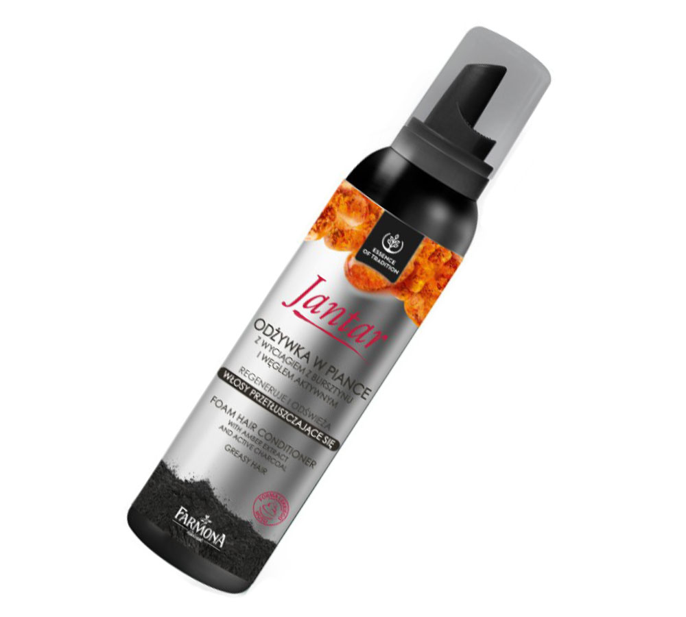 Jantar foam conditioner for greasy hair with amber extract and charcoal 180ml