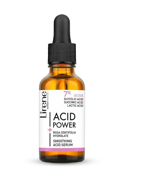 Lirene ACID POWER Rosa Centifolia Hydrolate Smoothing Serum with Glycolic, Succinic and Lactic Acids 30 ml - Image 2