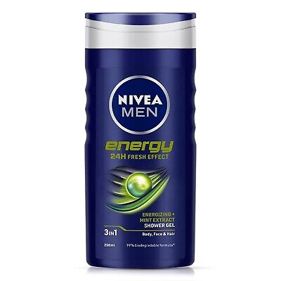 NIVEA Men Body Wash, Energy with Mint Extracts, Shower Gel, 250ml