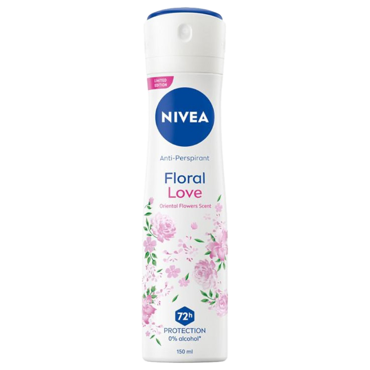 NIVEA Floral Love Anti-Perspirant Spray, 150ml, limited edition with oriental floral scent, 72-hour protection, 0% alcohol.
