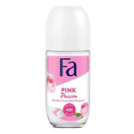 Fa Pink Passion Anti-Perspirant Roll-On with pink rose scent in a white and pink bottle