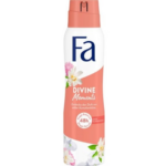 Fa Divine Moments Anti-Perspirant Spray in a coral and white bottle with floral camellia blossom design