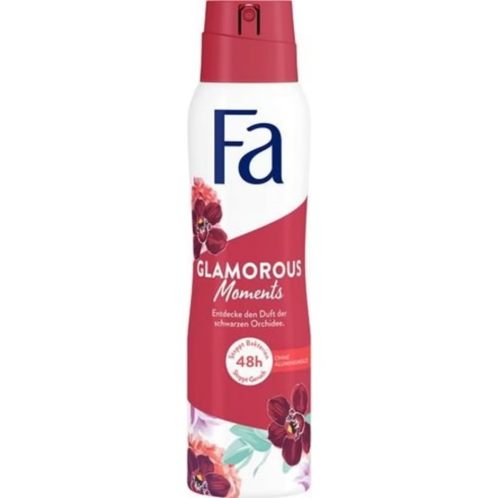 Elegant anti-perspirant spray with black orchid scent. 48-hour sweat protection and aluminum-free formula.