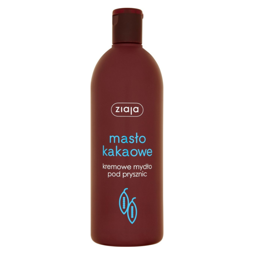 Ziaja Cocoa Butter Creamy Shower Soap in a brown 500ml bottle with blue text