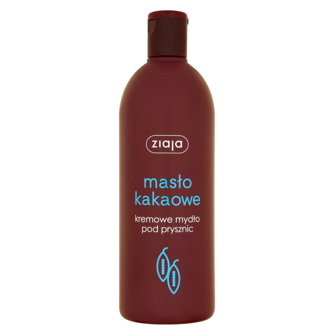 Ziaja Cocoa Butter Creamy Shower Soap in a brown 500ml bottle with blue text