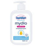 500ml pump bottle of Bambino Rodzina Antibacterial Soap with panthenol and olive oil.