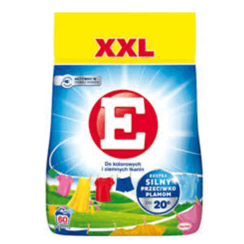 E XXL laundry detergent for colored and dark fabrics, 60 washes.