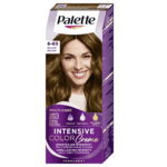 Box of Palette Intensive Color Creme 6-65 Nougat featuring a smiling woman with long, glossy nougat brown hair.