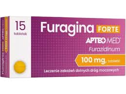 Box of Furagina Forte Apteo Med 100 mg (15 tablets) for urinary tract infection treatment