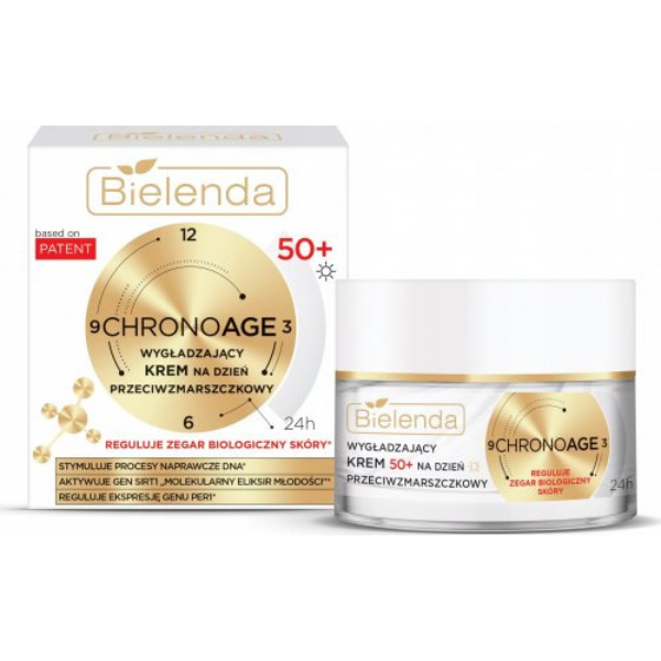 Bielenda Chrono Age 50+ Smoothing Anti-Wrinkle Day Cream 50 ml – anti-aging day cream for mature skin with patented chrono-repair technology.