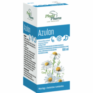 Box of Azulan chamomile extract 100 ml – herbal liquid for oral and skin use from PhytoPharm.