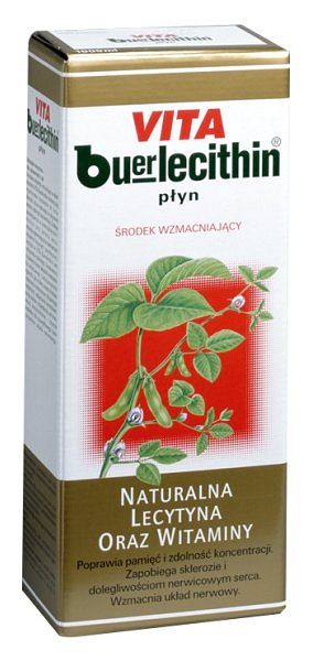 Box of Vita Buerlecithin Liquid Tonic – natural lecithin and vitamin supplement for brain, nerve, and heart support.