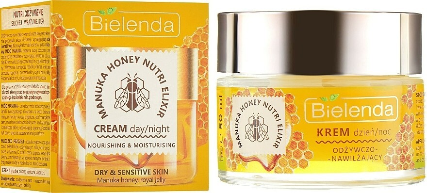 Bielenda Manuka Honey Nutri Elixir face cream 50 ml – nourishing and moisturising cream for dry and sensitive skin, with manuka honey and royal jelly.