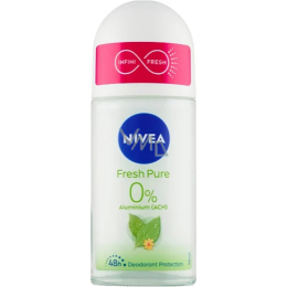 NIVEA Fresh Pure Deodorant Roll-On 50ml bottle with 0% aluminium and 48-hour protection
