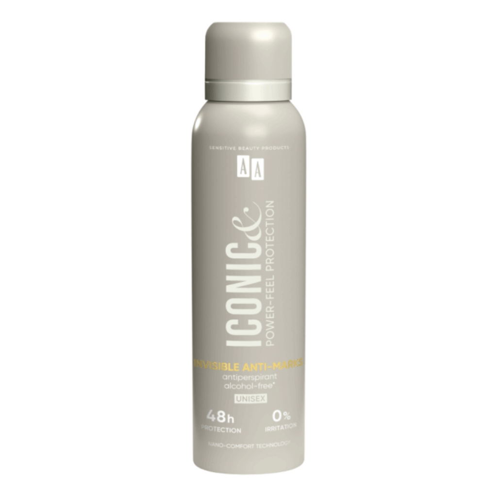 AA ICONIC Unisex Invisible Anti-Marks Antiperspirant – 48h Alcohol-Free Deodorant Spray