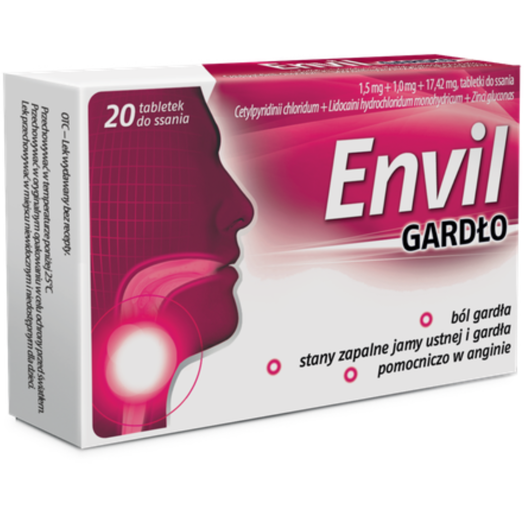 Envil Gardło 20 Lozenges – Sore Throat and Mouth Inflammation Relief