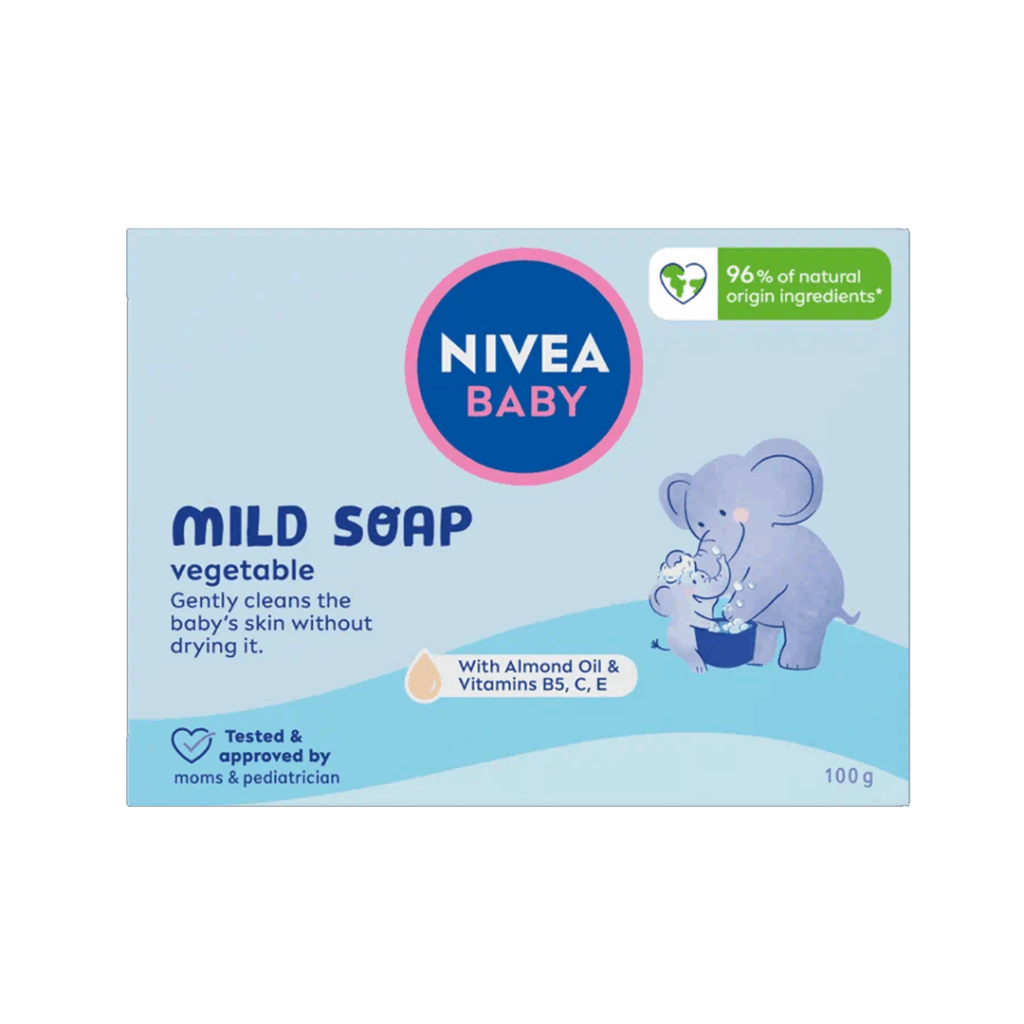 NIVEA Baby Mild Soap with Almond Oil and Vitamins – gentle vegetable baby soap, 100g