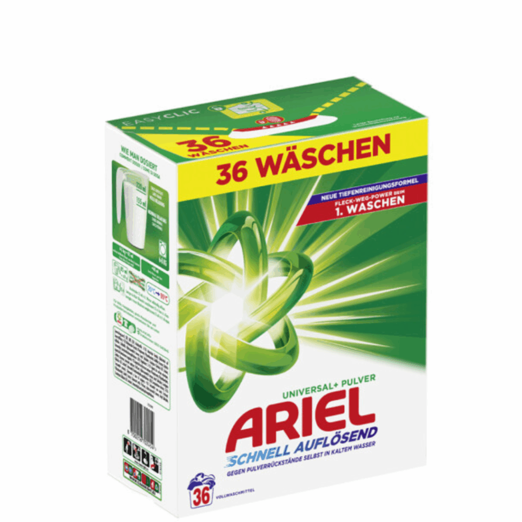 Ariel Universal Powder Laundry Detergent – 36 Washes – Fast Dissolving Formula