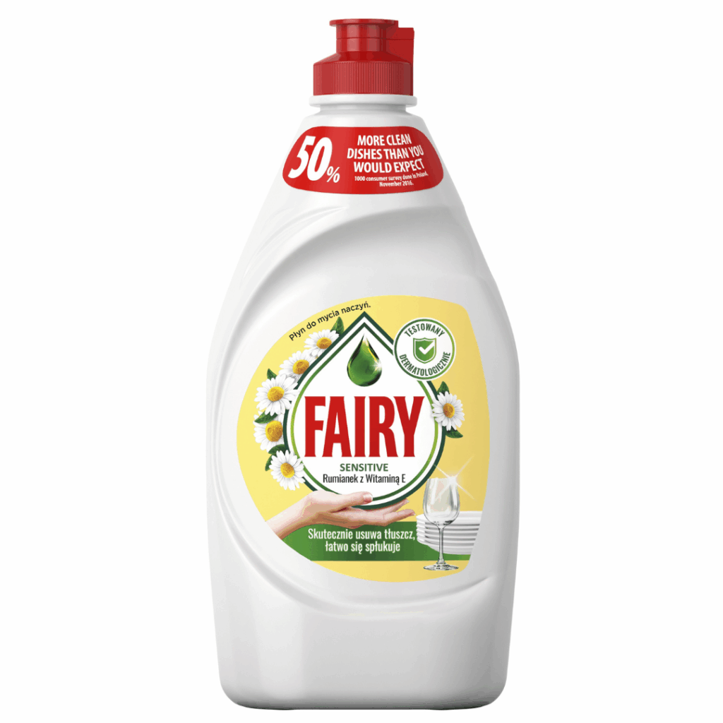 Fairy Sensitive dishwashing liquid with chamomile and vitamin E 450 ml for gentle grease removal
