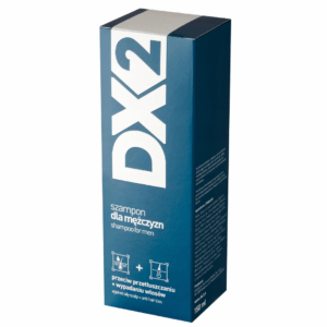 DX2 Anti-Hair Loss Shampoo for Men 150 ml in a dark blue box with white text.