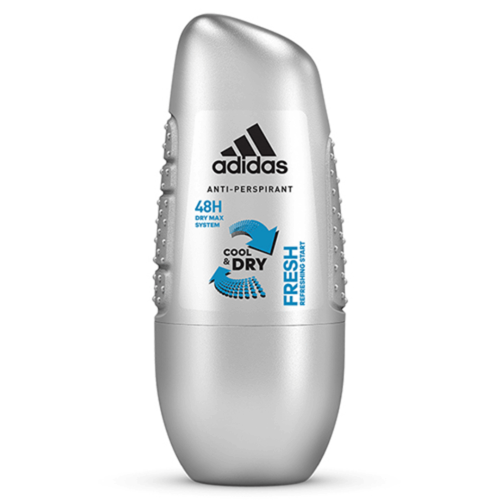 Adidas Cool & Dry Fresh 48H anti-perspirant roll-on with Dry Max System.