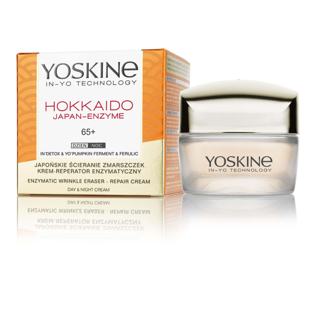 Yoskine Hokkaido Japan-Enzyme Enzymatic Wrinkle Eraser Repair Cream 65+ day and night face cream with Pumpkin Ferment and Ferulic Acid.