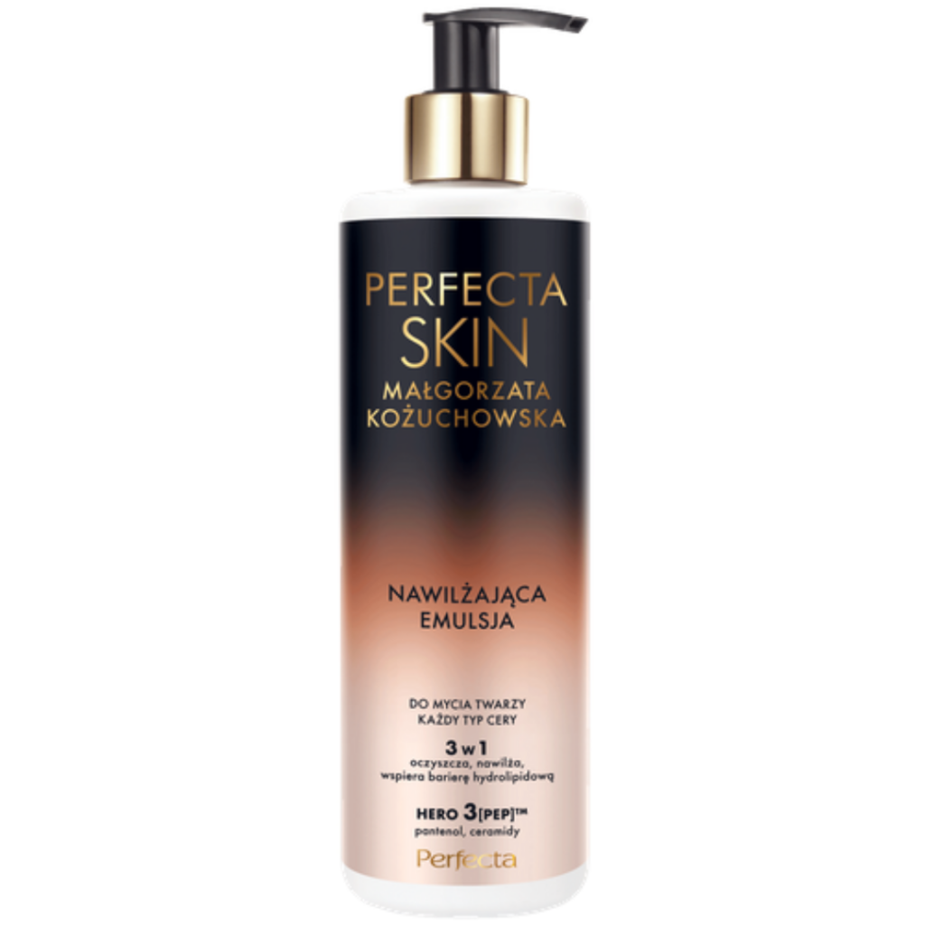 Perfecta Skin, Perfecta Cleansing Emulsion, Moisturizing Cleanser, Facial Cleansing Emulsion, Face Wash, 3 in 1 Cleanser, Hydrating Cleanser, Ceramides, Panthenol, HERO 3 PEP, Facial Cleanser, Daily Face Wash, Gentle Cleanser, Skin Barrier Support, Face Care Product, Beauty Care, Facial Cleansing, Moisturizing Face Wash, All Skin Types, Skincare Routine, Refreshing Cleanser, Perfecta Cosmetics, Hydrating Skincare, Facial Care, Pump Bottle Cleanser, Makeup Removal, Cleansing Emulsion, Skin Comfort Cleanser